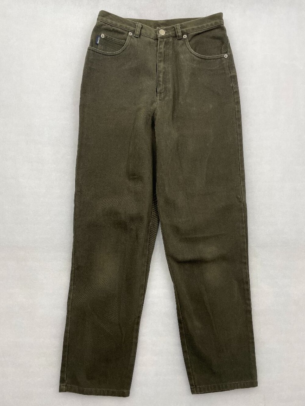 Ralph Lauren Petite 8P Vintage High Rise Straight Jeans Olive Green Womens 28x28